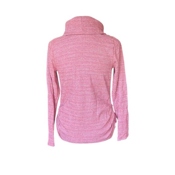J. Jill Pink Cowl Neck Sweater Heathered Texture Cinched Hem Womens Small Pink - Picture 3 of 11
